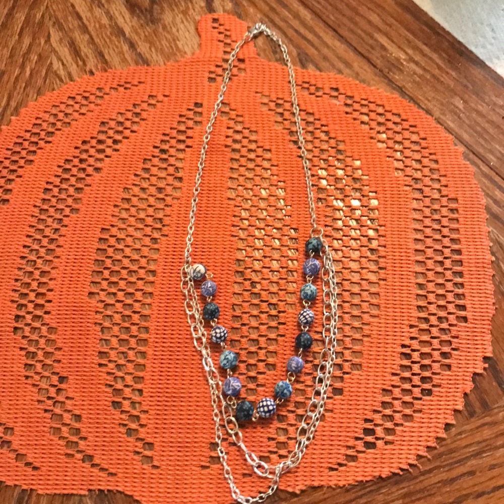 Silver necklace with clay beads